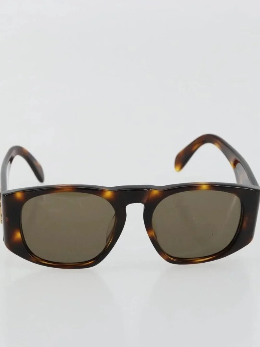 CHANEL Sunglasses Plastic Brown Gold CC Auth yk20489M